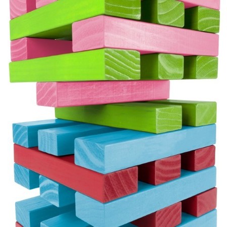 Toy Time Nontraditional Giant Wooden Blocks Tower Stacking Outdoor Game with Dice, For Kids/Adults (Rainbow) 474552GGE